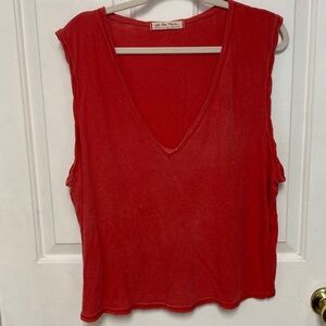 We The Free Bold Red V-Neck Tank Top